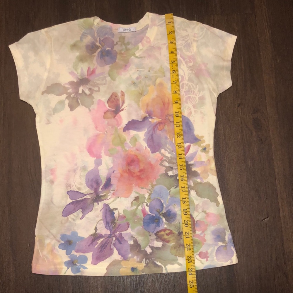 Cache Medium Multiple Colors Floral Scoop Neck Sh… - image 3